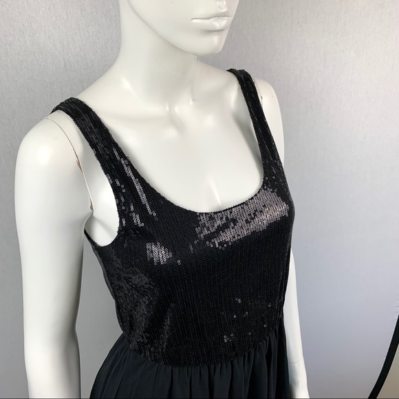 Sequin Ballerina Skate Chiffon Little Black Dress - Picture 5 of 14